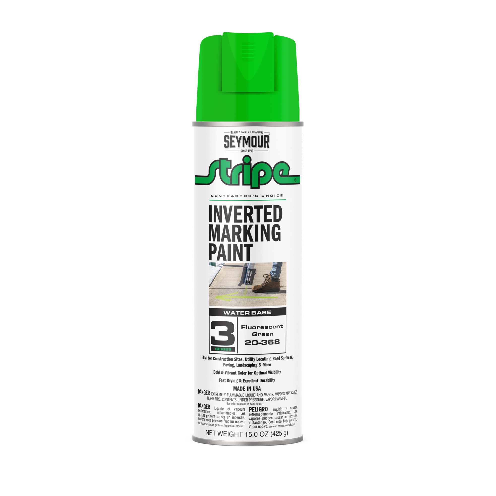 Seymour Stripe 3 Series Inverted Marking Paint, Fluorescent Green, 20-Oz. Can, Model# 20-368 CS